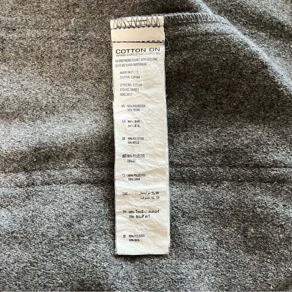 COTTON ON Nineteen Ninety One Wool Hoodie Utility Jacket Gray Size Medium - Picture 11 of 12